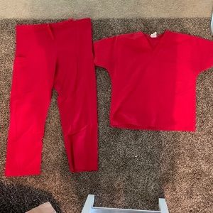 Red scrub set